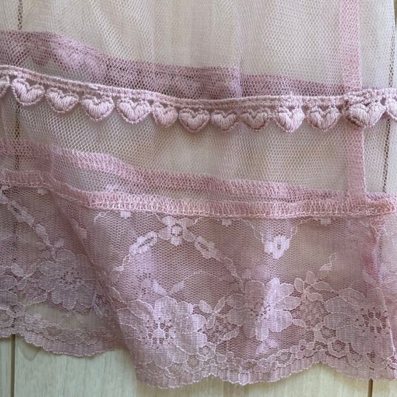 Liz Lisa Pink Lace Up Sheer Overlay Scalloped Maxi Skirt - Picture 5 of 5